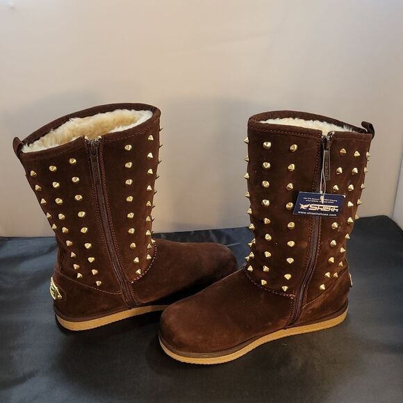 BRAND NEW SHIEKH WOMEN'S FLAT STUDDED BOOT URBAN STUDS - Picture 7 of 13